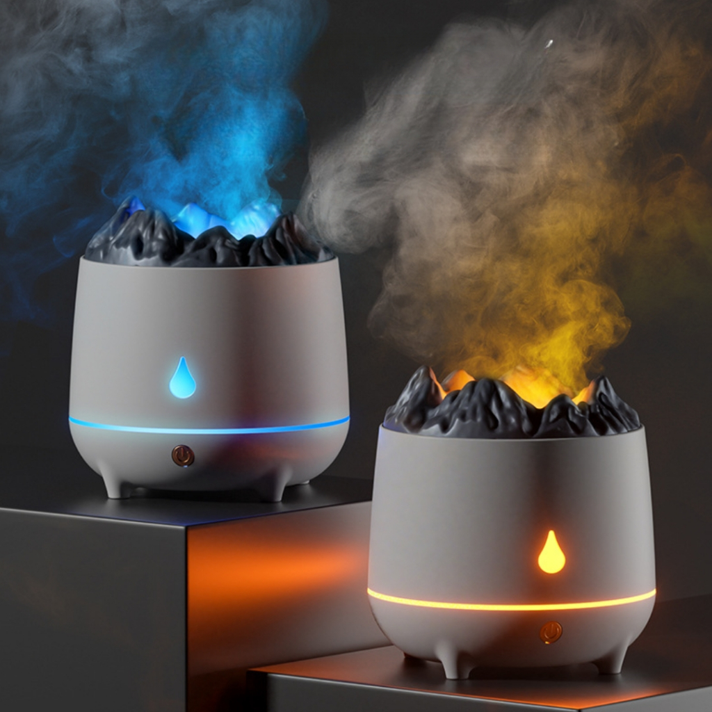 Umidificador de aroma Com Design vulcânico doméstico Difusor de chamas ultrassônico Idali ...