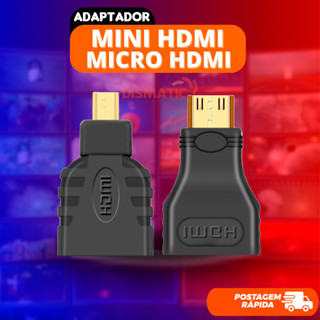 Adaptador Mini HDMI Micro HDMI para Câmera Tablets Filmadoras Notebook TV Projetor PC