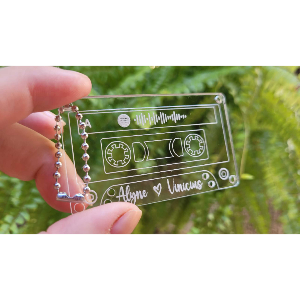 KIt 30 Chaveiros em Acrilico Fita Cassete com Code Spotify em Oferta na Shopee