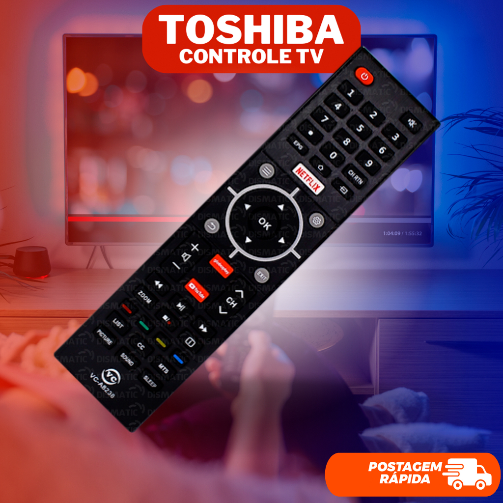 Controle Para Tv Semp Toshiba Smart Tecla Netflix Youtube Globoplay CT-6840 Led Smart TCL em Oferta na Shopee