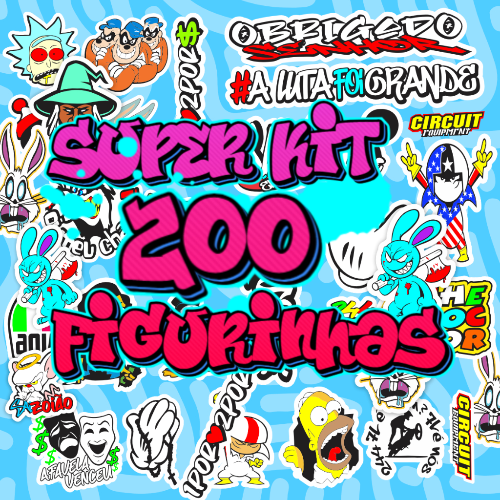 Super Cartela 200 Adesivos Variados, Vinil para bicicleta, moto, carro, Kit, figurinhas - 3