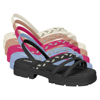 Sandalia Moleca Feminina Brilho Strass Tratorada Casual Original