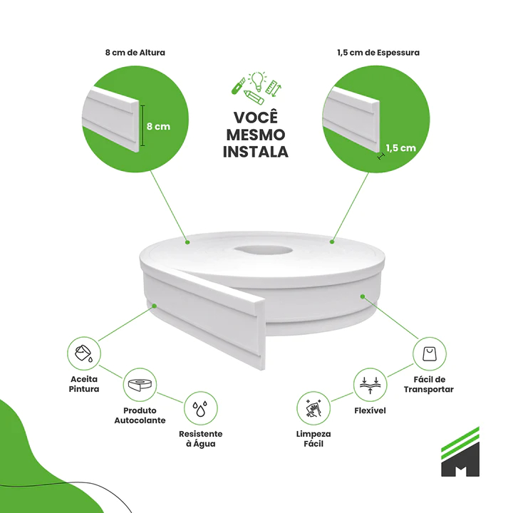 Roda Teto Autocolante EVA 8x1,5cm - 10 Metros RT70 em Oferta na Shopee