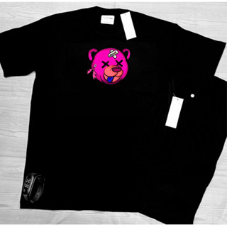 KIT camiseta algodão 100% mais bermuda + relogio digital estampa URSO ROSA FERIDO top caminhada