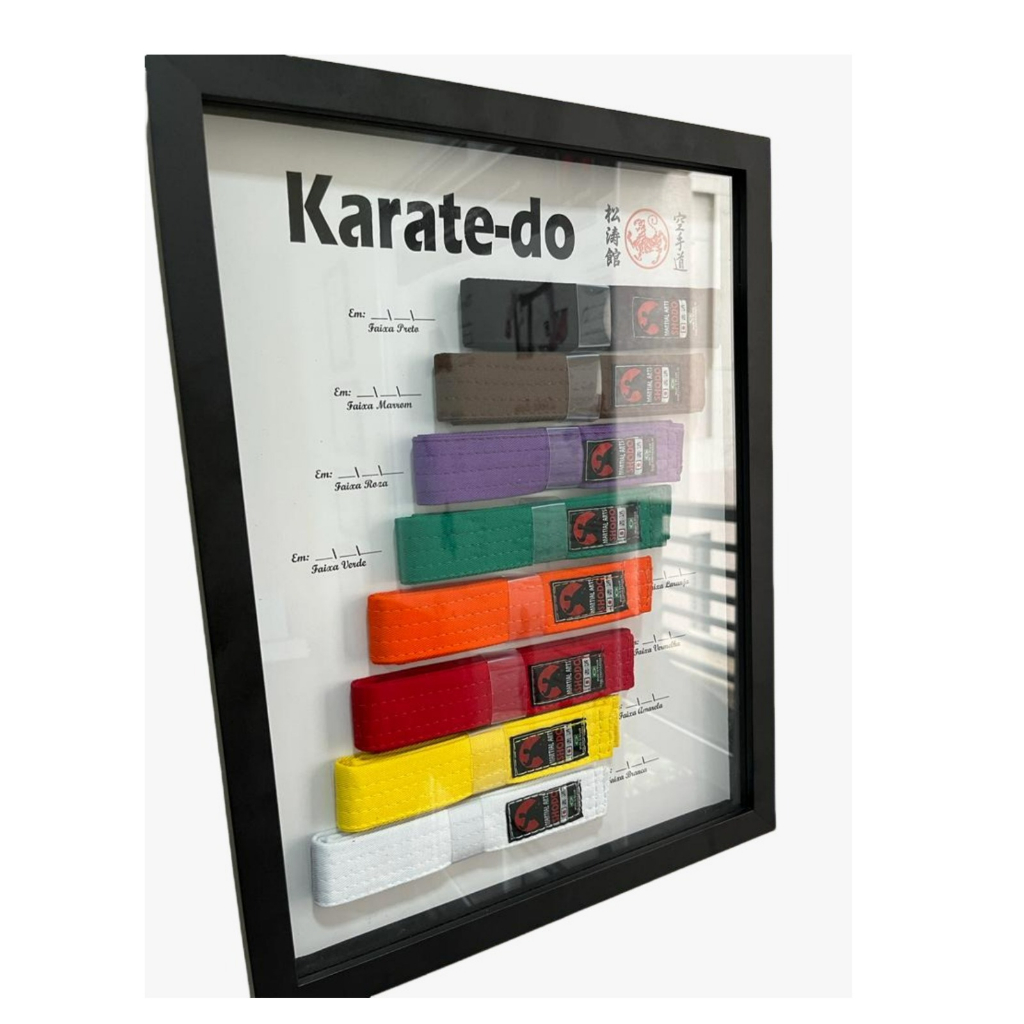 Faixa Karate Shotokan Miniatura Quadro Com Vidro C/8 Unidades