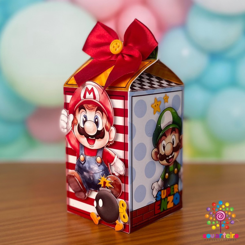 Caixa Milk Super Mário 3D - Personalizado - 10 UNIDADES – Lembrancinha personalizada para Festa infantil - vários temas