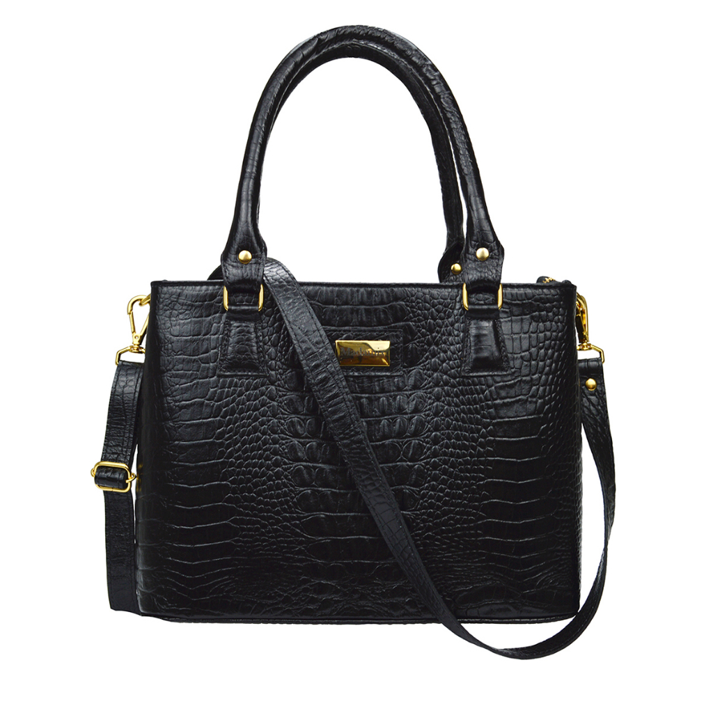 Bolsa Feminina Tote Média Transversal Tiracolo Couro Legítimo Madamix