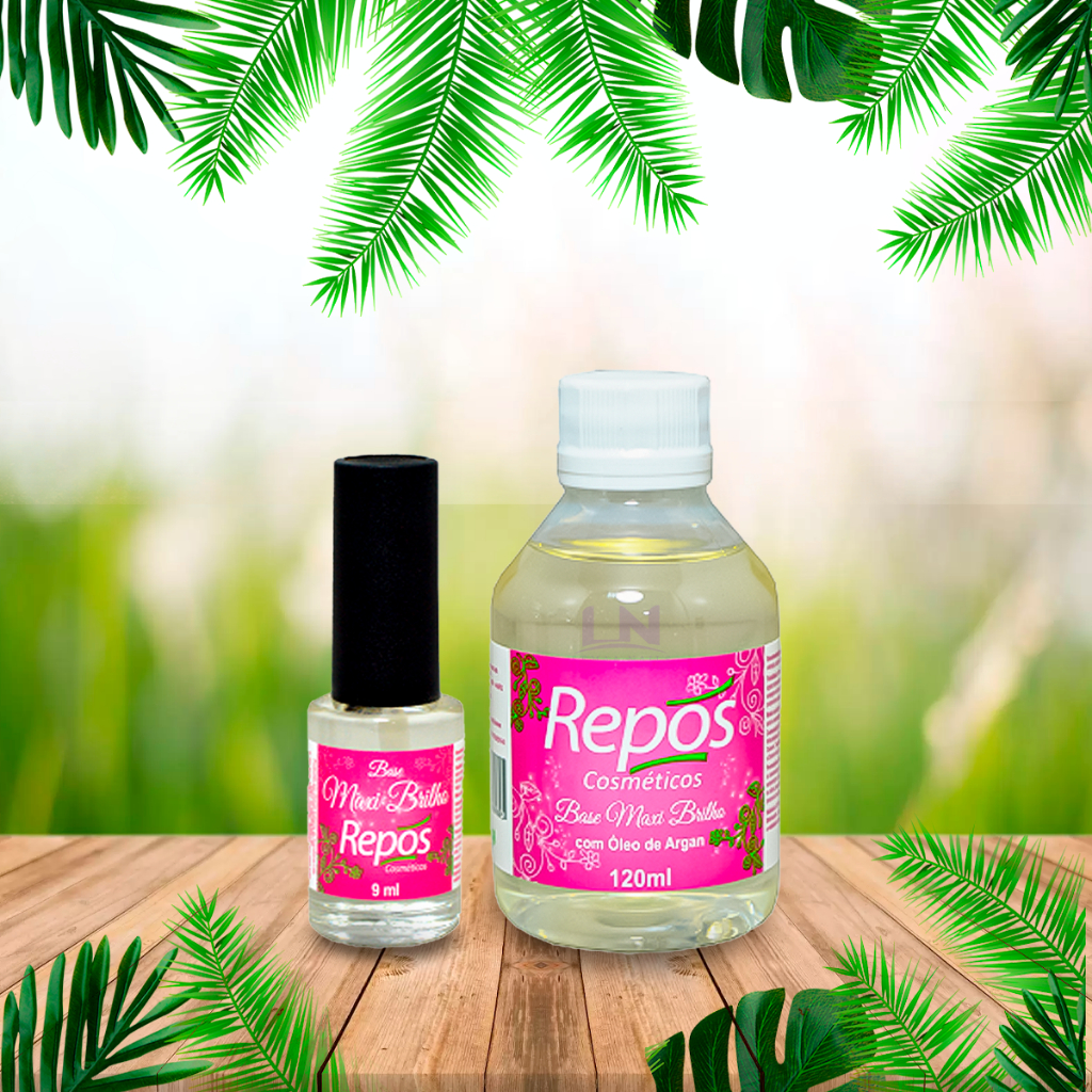 Base Maxi Brilho 9ml Repos Cosméticos - Secagem Ultra-Rápida Para Esmaltes Com Óleo de Argan