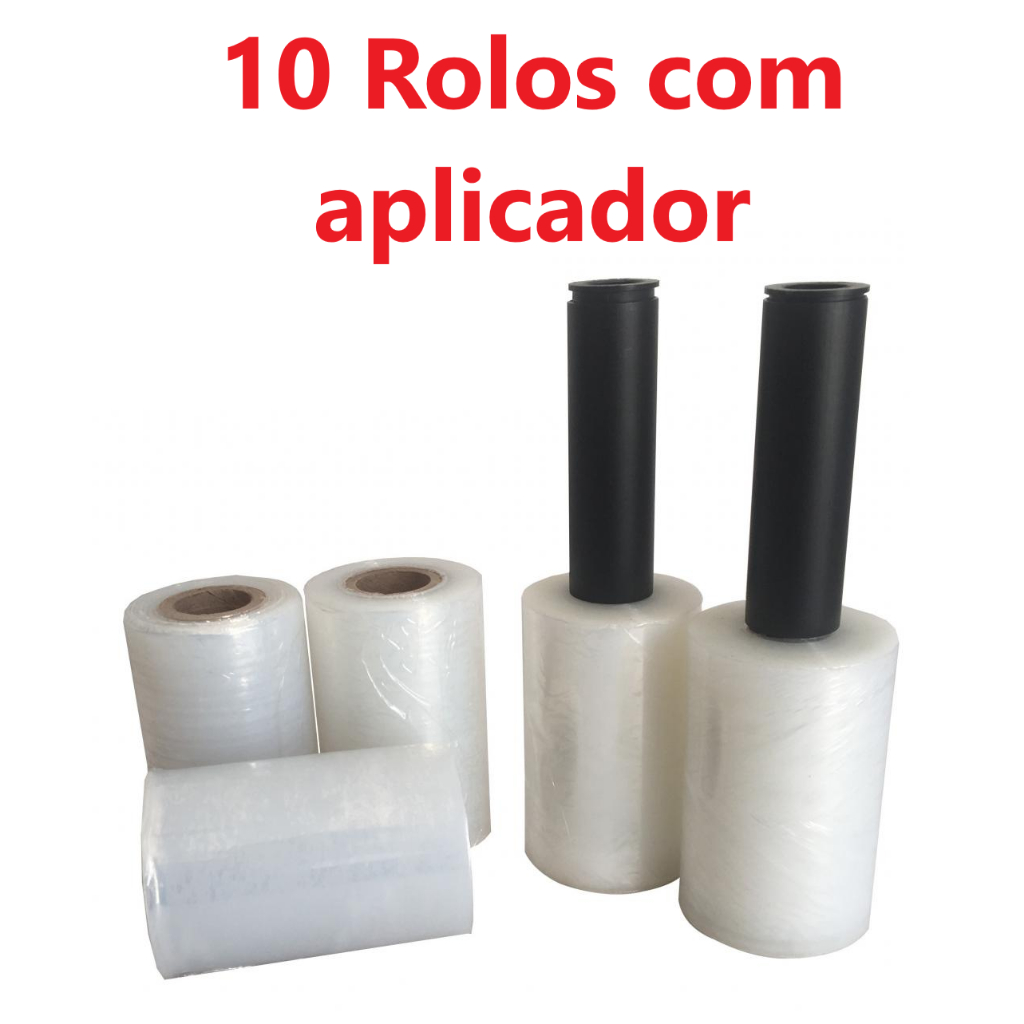 10 rolos de filme stretch 100 Metros com cabo aplicador para mala de viagem e volantes