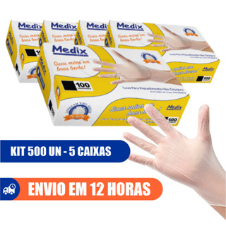 Luva Vinil Kit 5 Caixas 500un Sem Pó Medix