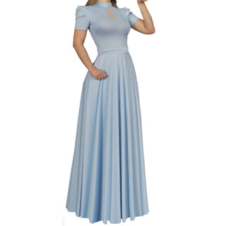 VESTIDO LONGO MODA EVANGELICA, GOLA ALTA E013