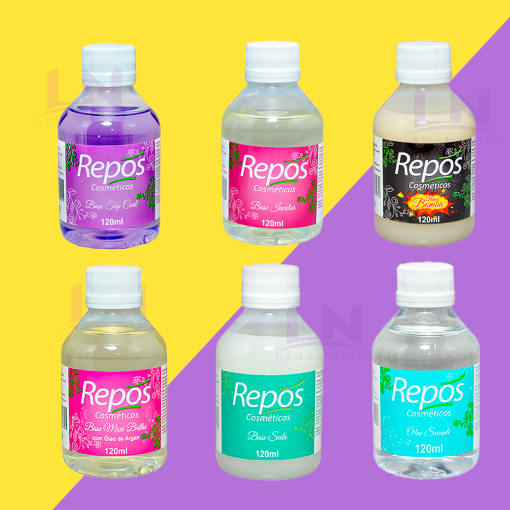 Repos Base Bomba 120ml -Top Coat - Óleo Secante - Maxi Brilho - Incolor - Seda