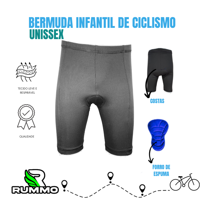 Bermuda de Ciclismo Infantil Forro de Espuma Unissex/Masculina/Feminina/MTB/SPEEDE/BIKE