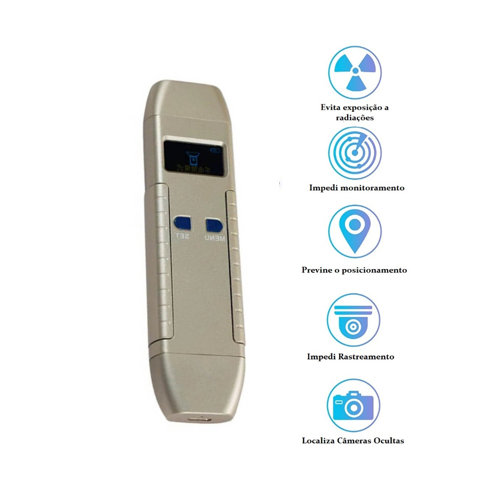 Detector Localizador Rastreadores Câmeras GPS DS616 2G 3G 4G 5G Wi-Fi Imã Magnético