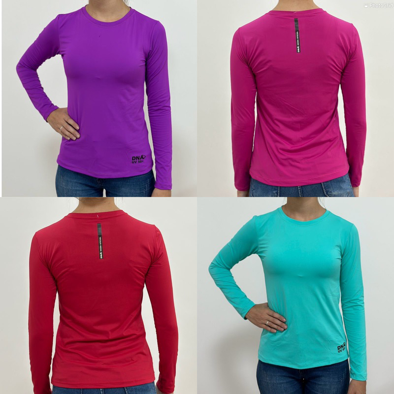 Camisa Feminina Proteção Solar Uv+50 Camiseta Segunda Pele Térmica Longa Moda Praia Promoção Blusa