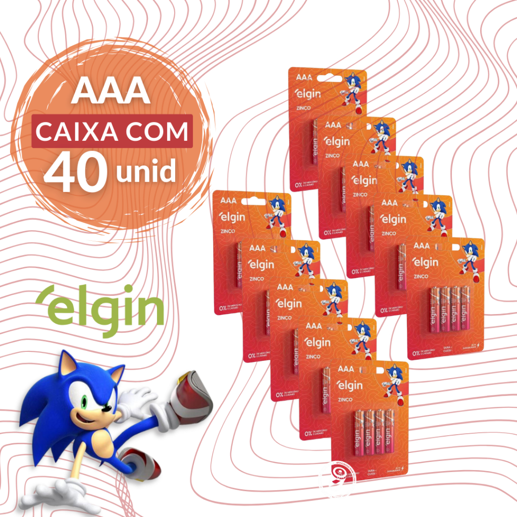 40 Pilhas De Zinco 1,5v Aaa Elgin - 10 Cartelas 4 Unidades em Oferta na Shopee