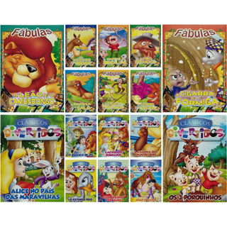 Clássicos Divertidos + Fábulas - Kit Com 16 Livros - Ricamente Ilustrados - 10 Páginas - 13x18 Cm em Oferta na Shopee