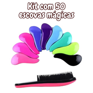 Kit 50 unidades Escovas de Cabelo Mágicas Anti Frizz Desembaraçadora Cores Sortidas Para Revender