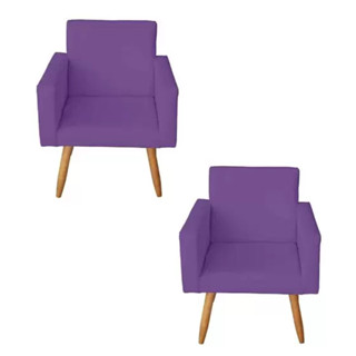 Kit 2 Poltrona Nina Roxo Quarto Sala Recepção.