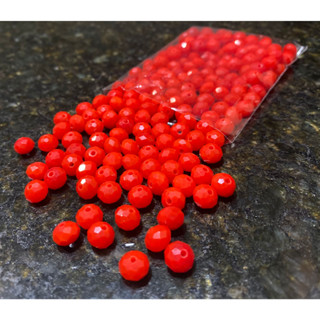 200 Missangas de cristal 8mm Vermelho Leitoso guia umbanda candomblé
