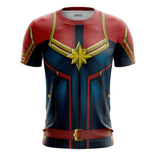 Camisa Camiseta Dryfit Traje 3d Capitã Marvel Carol Danvers Proteção Uv50+