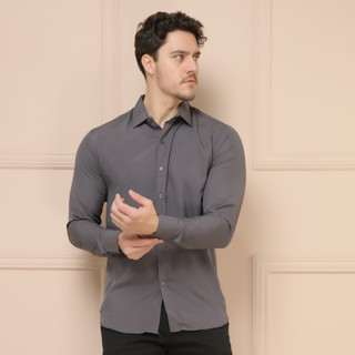 Plus Size G1 e G2 Social Masculina Manga Comprida Slim Fácil L001