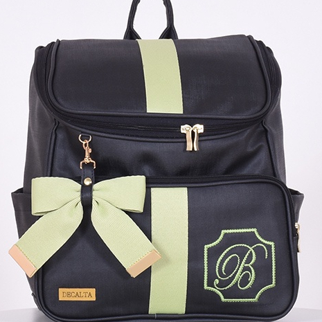 Mini Mochila Maternidade Santorini Preto/Verde - 01 Peça