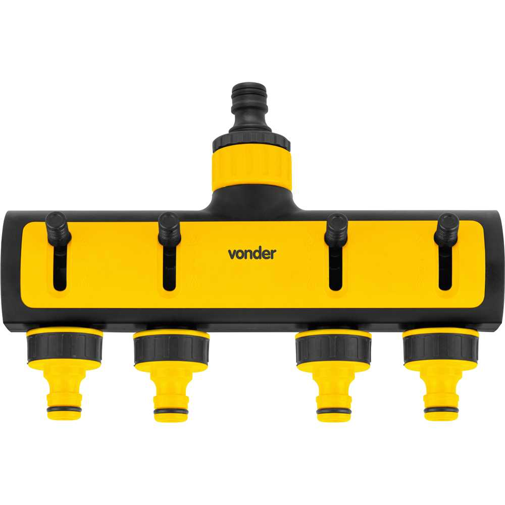 Adaptador Múltiplo para Mangueira com 4 Saídas e Regulador de Fluxo Individual AMV 040 - VONDER