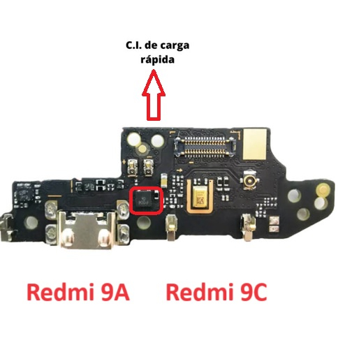 Placa de Carga Usb Redmi 9a / 9c Microfone Conector  com Turbo C.I. Carga Rápido