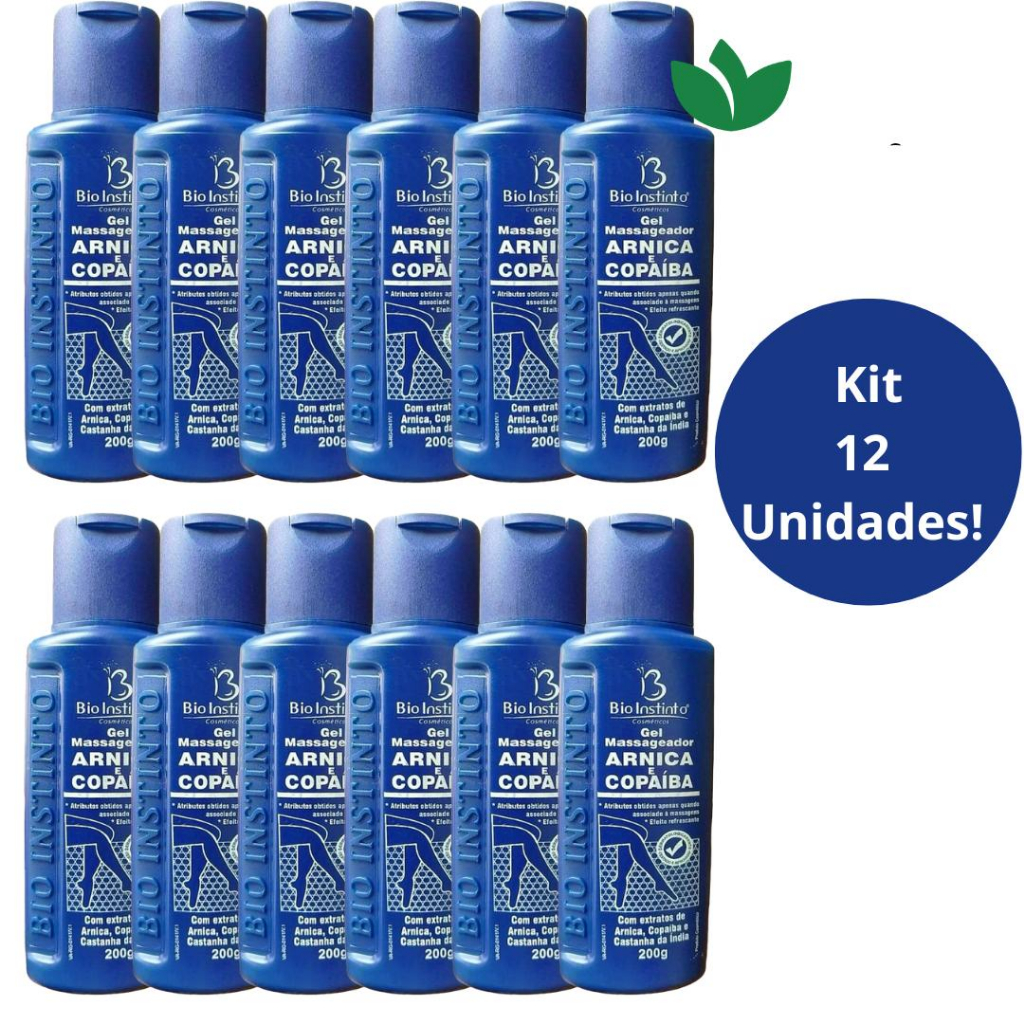 Kit com 12 Unidades Gel Massageador Arnica e Copaíba 200g Bio Instinto em Oferta na Shopee