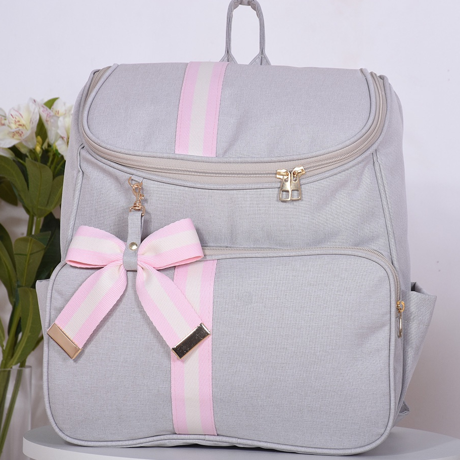 Mochila Maternidade Linho Off/Rosa - 01 Peça