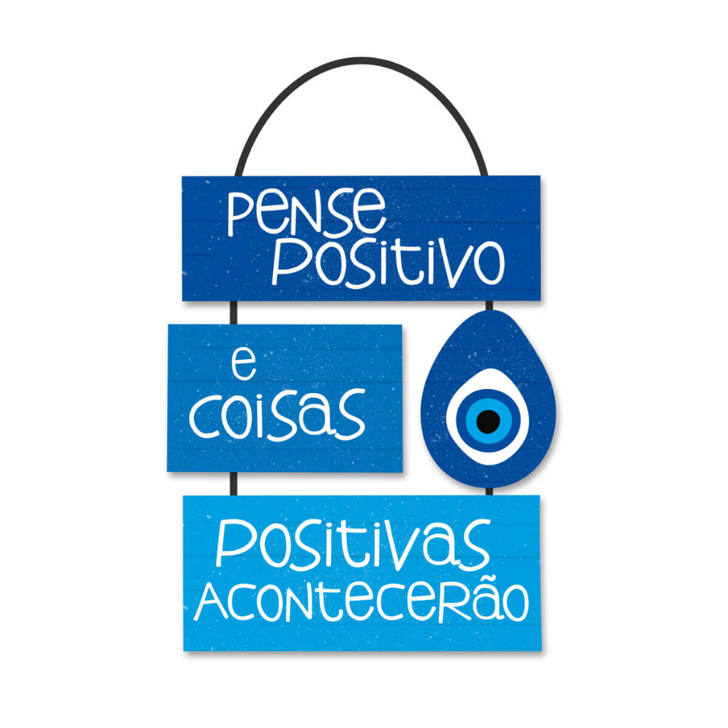 Placa Decorativa de Pendurar Pense Positivo