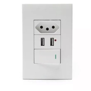 Tomada ou Sem Tomada para Parede Universal com Entrada USB Com 1/2 Interruptor e Módulo Carregador USB de Celular