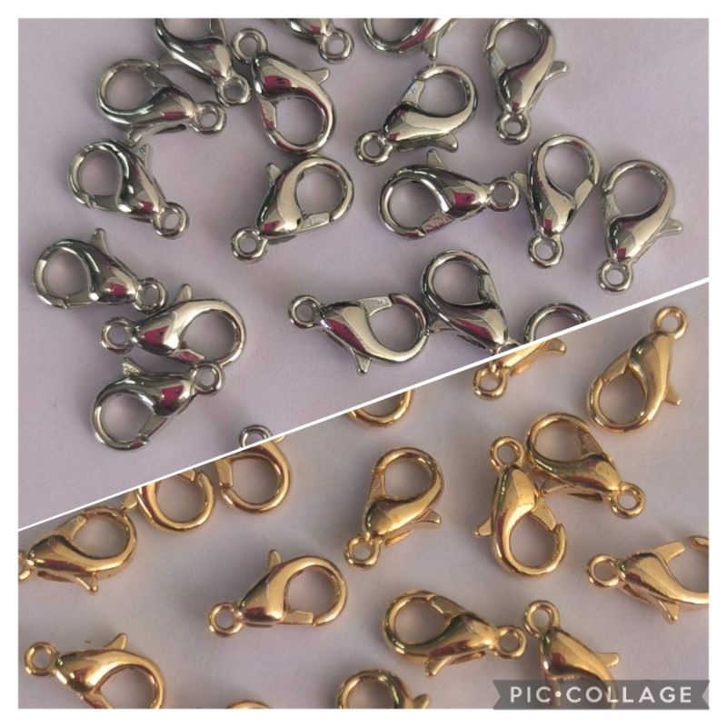Fecho Lagosta c/ 20 ou 40 pçs - Prata/ Dourado Metal 10 mm Terminal Bijuteria em Oferta na Shopee