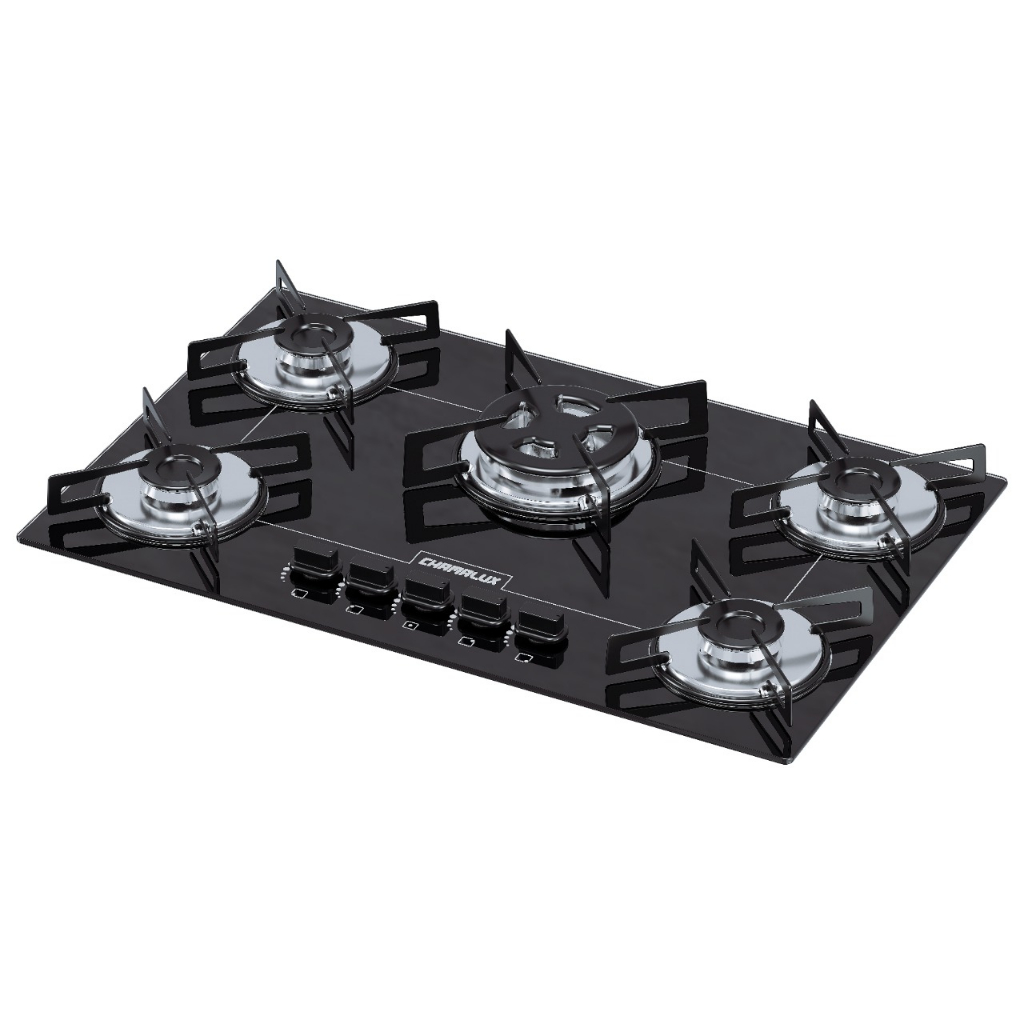 FOGÃO COOKTOP CHAMALUX TRIPLA CHAMA 5 BOCAS PRETO