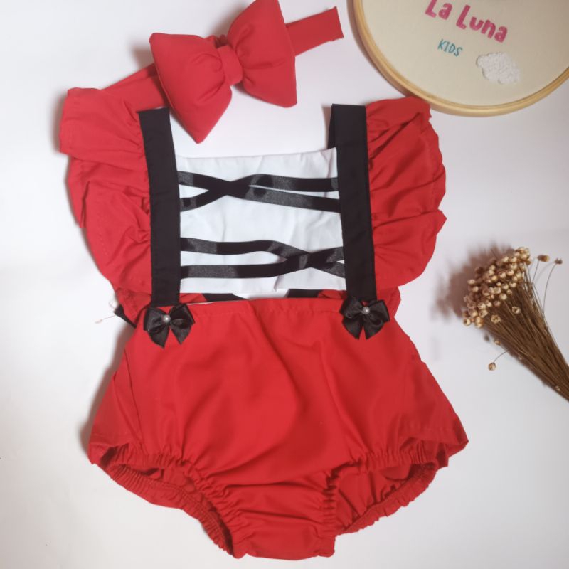 Romper Bebê Menina Chapeuzinho Vermelho Roupa Mesversario Lobo Mau Fantasia Infantil Jardineira Bori