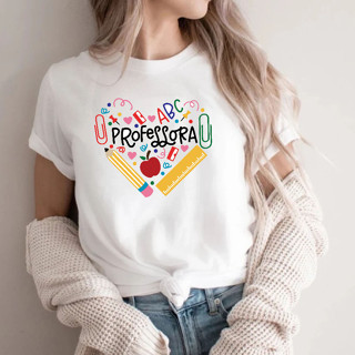 Camiseta Unissex Para Professora Coração Pedagogia