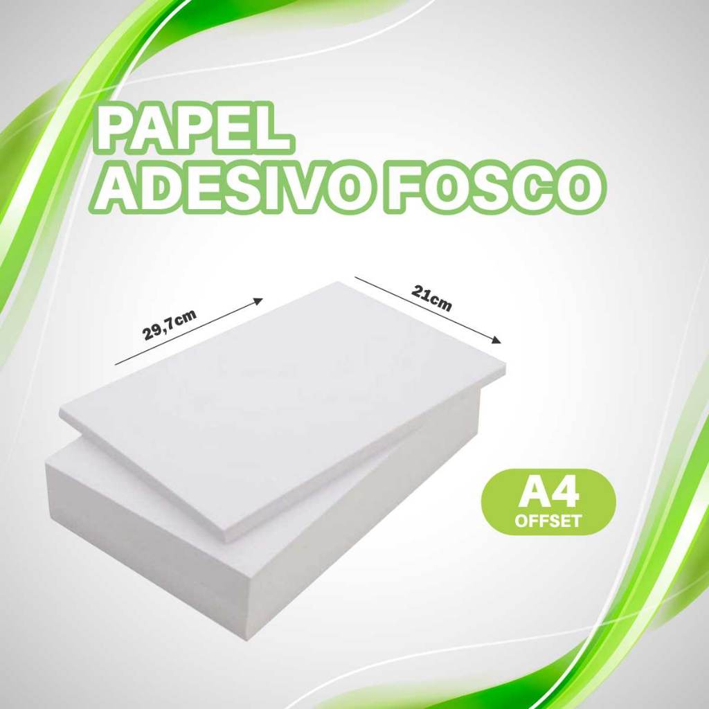Papel Adesivo Fosco Tamanho A4 173g Branco Fosco 50 a 100 Folhas em Oferta na Shopee