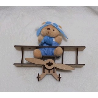 urso aviador + aviao mdf cru