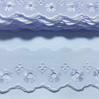 Bordado Inglês 5cm Peça com 13,7 metros - Lese Bico Tira Bordada - 90% Poliéster 10% Algodão em Oferta na Shopee