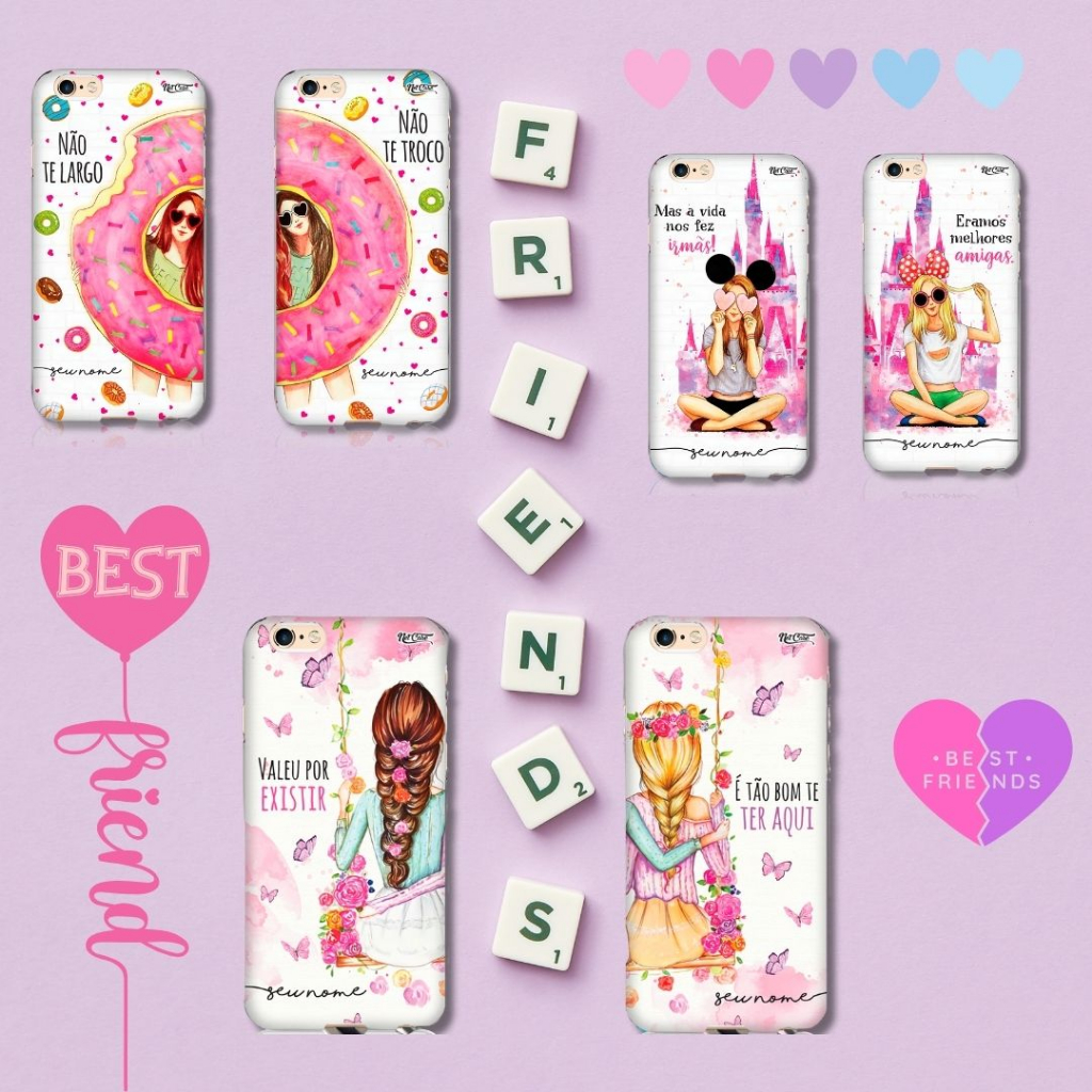 Capa Capinha Case com Nome Personalizada - Tema Amiga Para Sempre - Para Iphone,