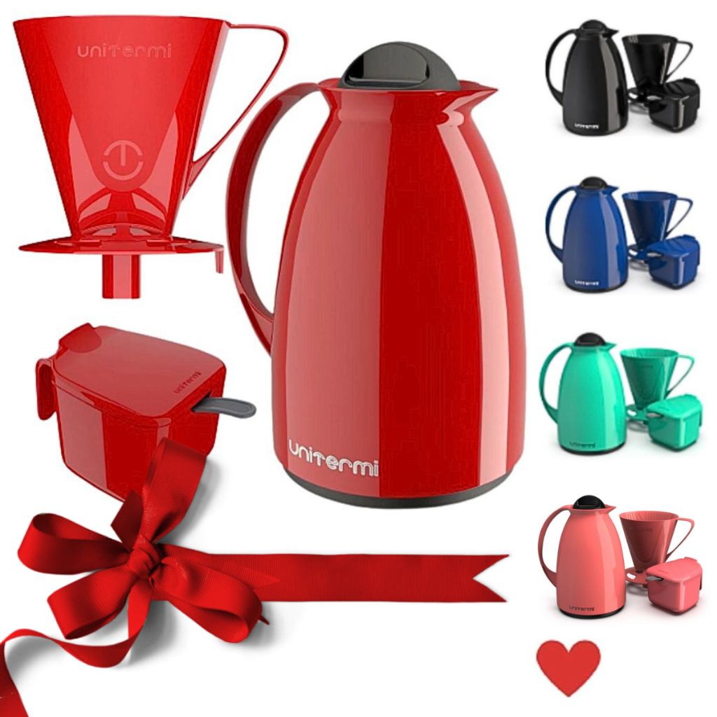 Kit Conjunto Garrafa Térmica de Café 650ml 3 Peças Florença c/ Bico Anti Gotas Alça + Açuc...
