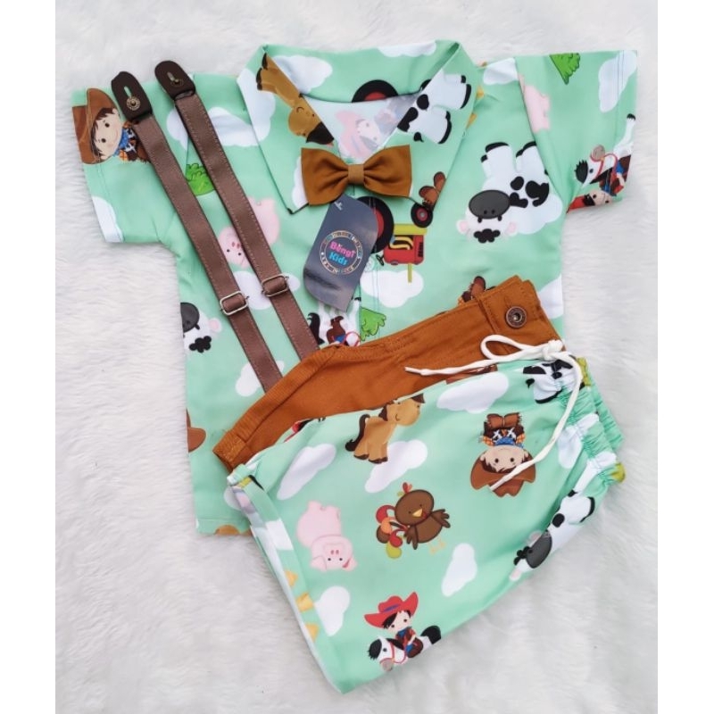 CONJUNTO INFANTIL FAZENDINHA ROUPA TEMÁTICA 5 PEÇAS