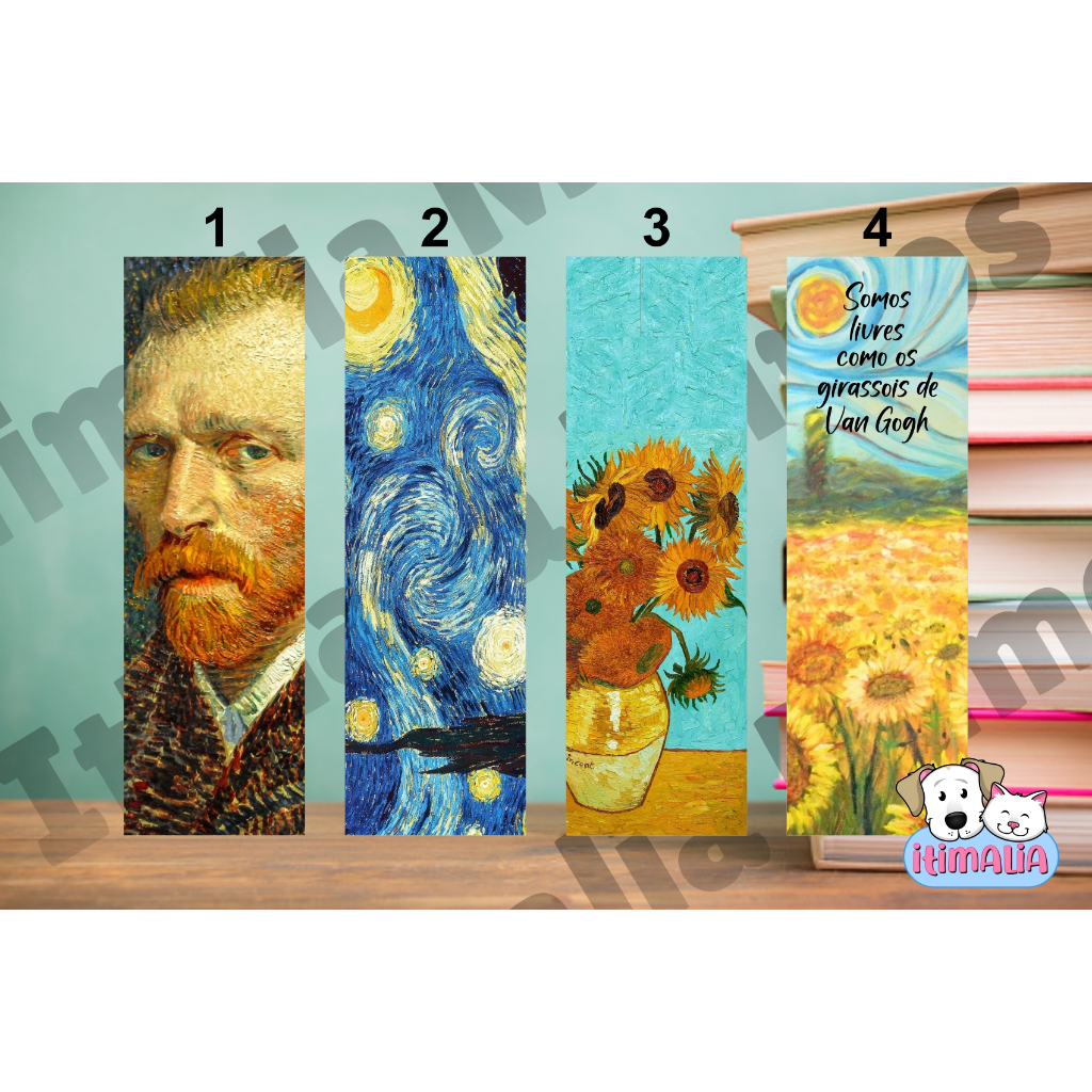 Marcador Plastificado Marca Página Obras de Arte - Van Gogh, Noite Estrelada, Mona Lisa,A Última Ceia e Outros Clássicos