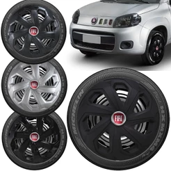 Kit 4 Calotas Esportivas Spider Aro 13/14 e 15 Unicolor Compativel com Idea Linea Marea Palio Weekend