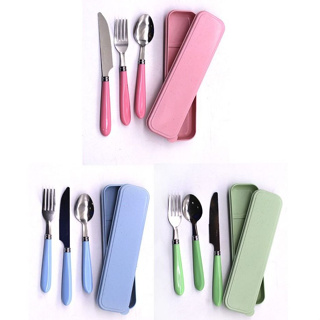 Jogo Talher Colher 3pc Inox Estojo Garfo Faca Marmita Viagem em Oferta na Shopee