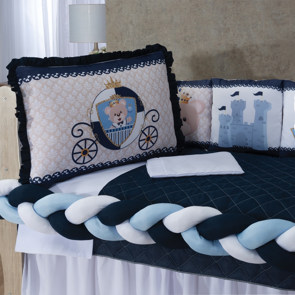 Kit Protetor de Berço Menino 12 Peças Completo Padrão Americano - Pronta Entrega