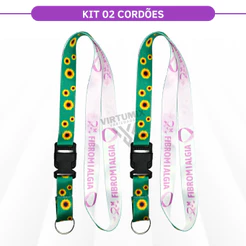Kit 02 Cordões de Identificação Fibromialgia e Girassol Dupla Face com Engate