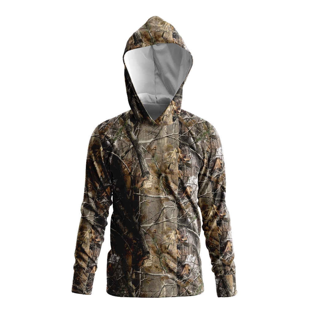 Camisa de Pesca com Capuz camuflada