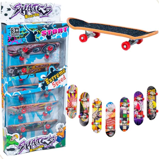 kit 5 Skates Dedo Profissional Fingerboard com Lixa Chave Truck Metal Rodinhas Brinquedo Criança Inf